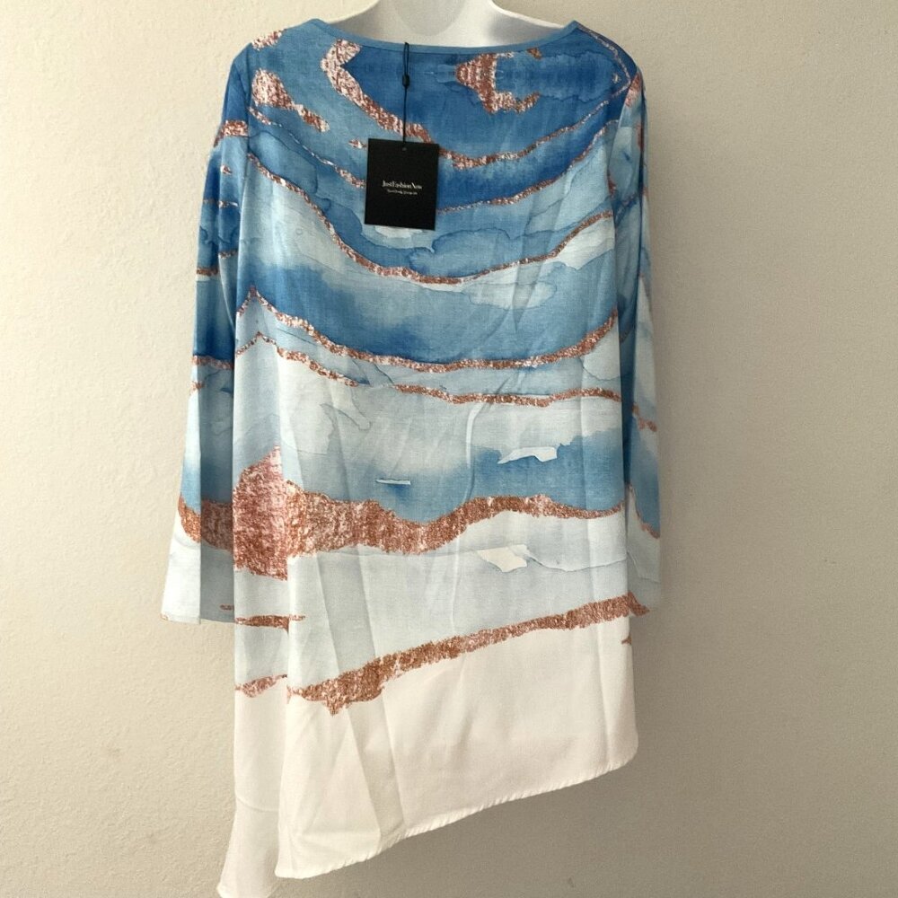 JUST FASHION NOW ASYMMETRICAL BLUE TOP - Picture 5 of 9